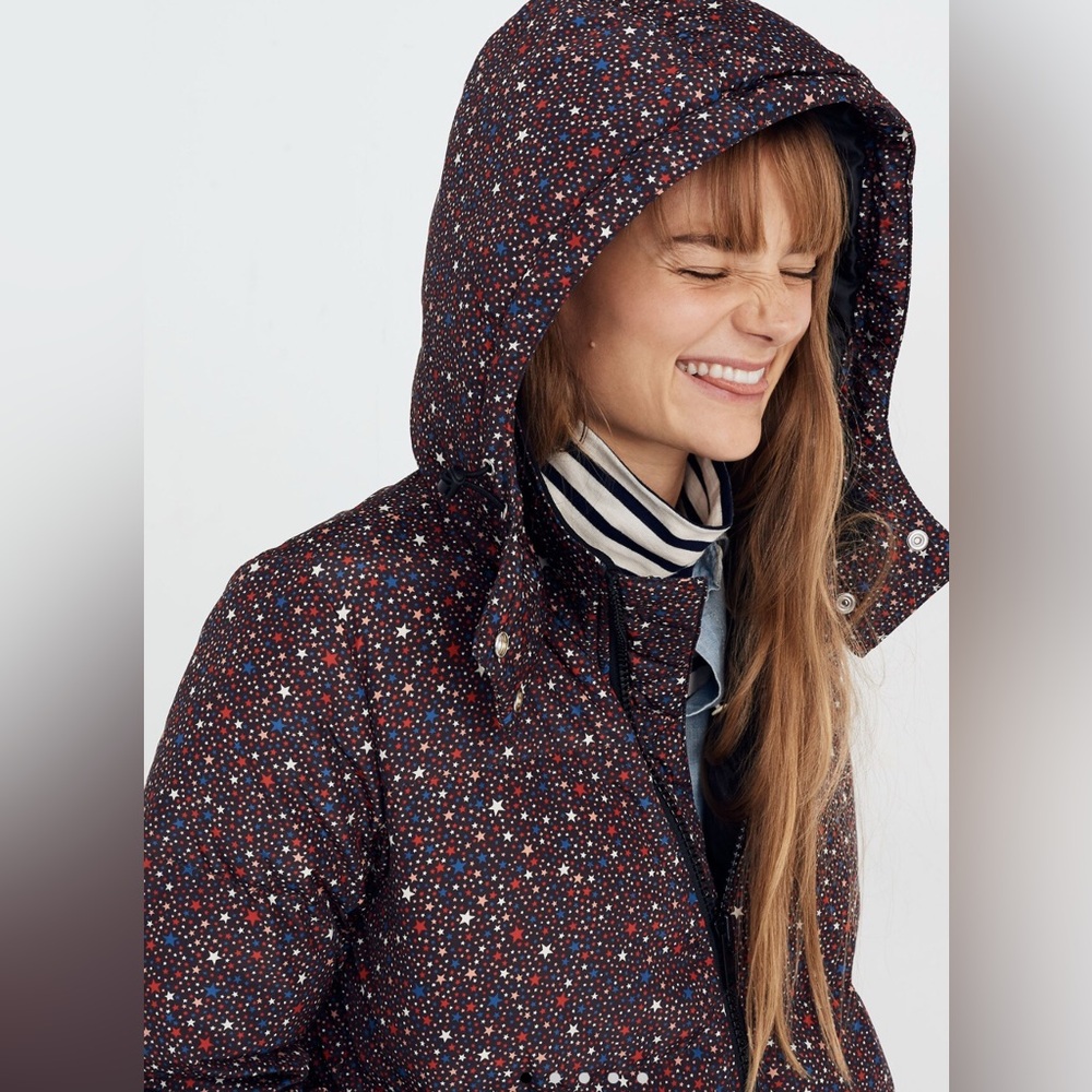 Madewell Quilted Puff Parka Jacket in Starry Night
